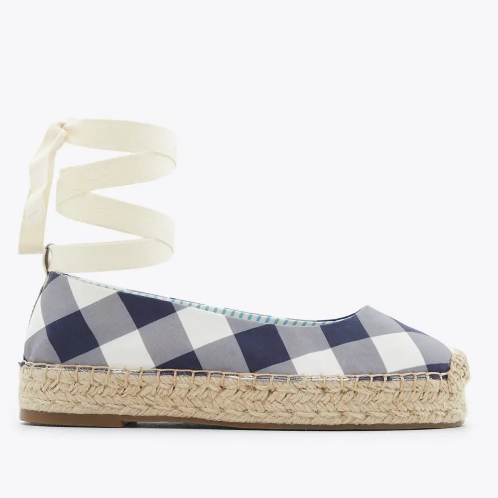 Draper James Georgia Espadrilles in Nassau Navy Gingham 8.5 NWOB